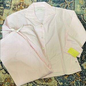 NWT The Cat’s Pajamas Women's Pink Seersucker Long Sleeved Pajama Set